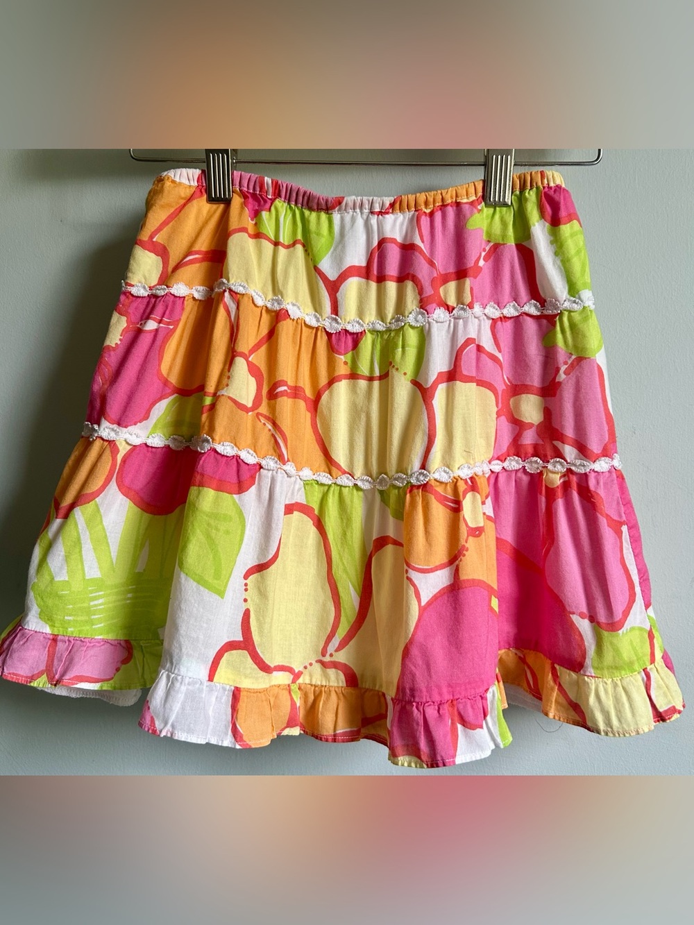 Lilly Pulitzer Floral Flounce Girl 8 Linen Skirt